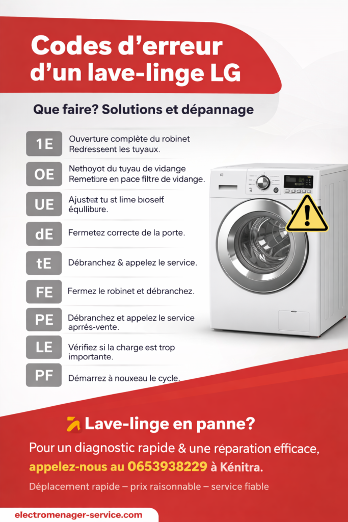 codes d’erreur d’un lave-linge LG